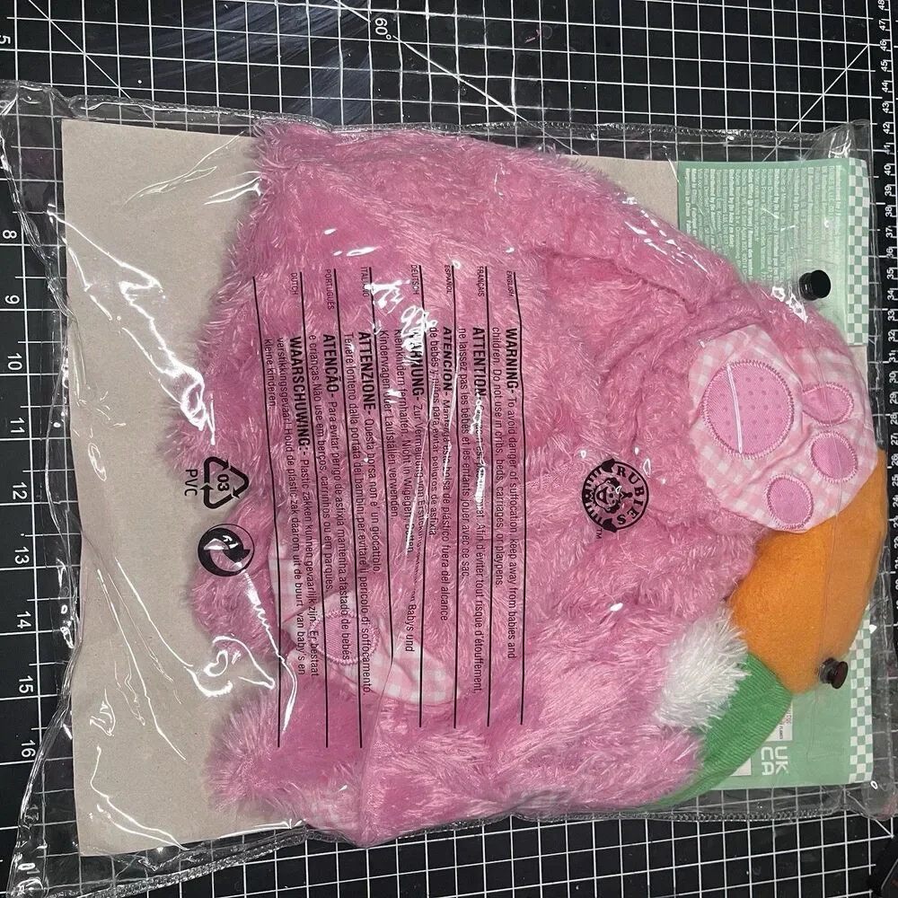 Precious Pink Wabbit Child Costume Headpiece With Ears & Carrot Rattle 6-12 Mos.